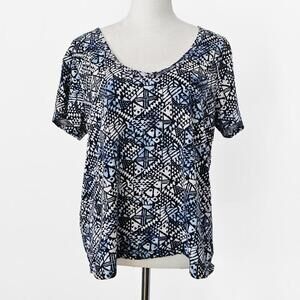 Lucky Brand Women's Short Sleeve Geometric Print Shirt